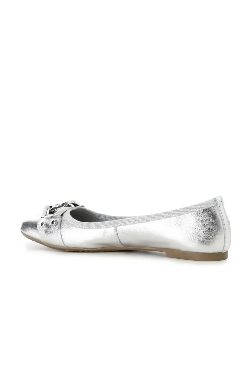 Flash Sale CafèNoir Ballerina In Pelle Laminata Con Catena Decorativa Argento