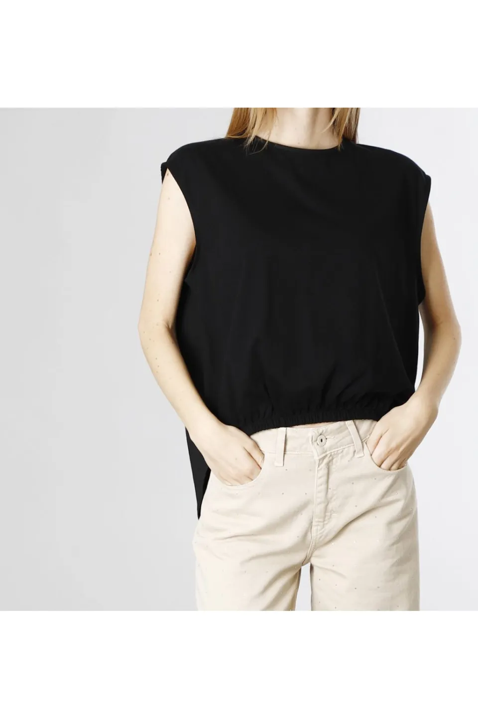 Store CafèNoir Blusa Bimateriale Smanicata Nero