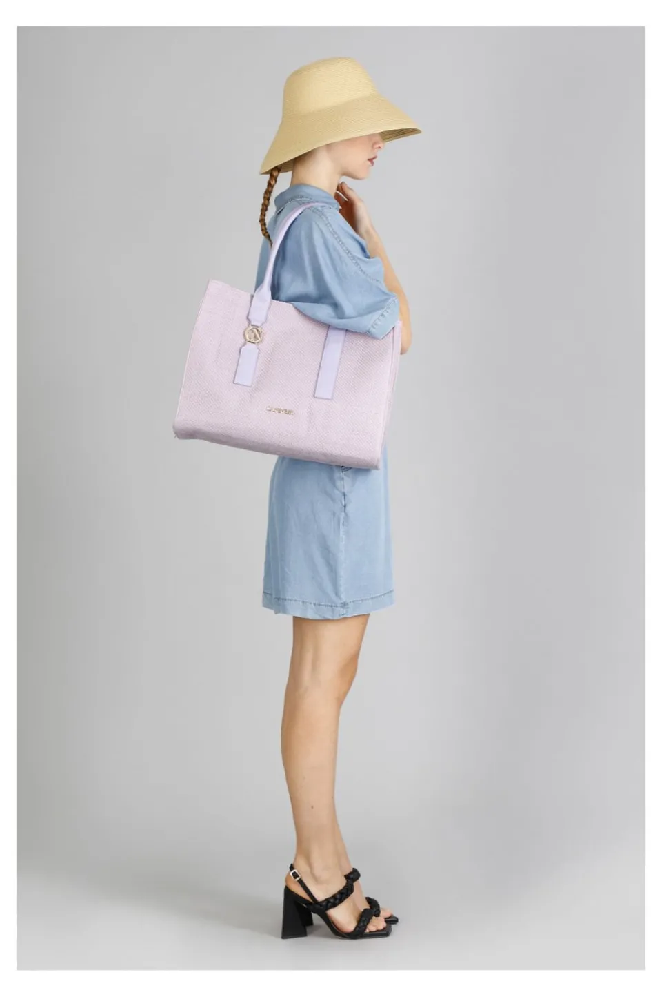 New CafèNoir Borsa Squadrata Con Manici In Tono E Accessorio Cafenoir Glicine