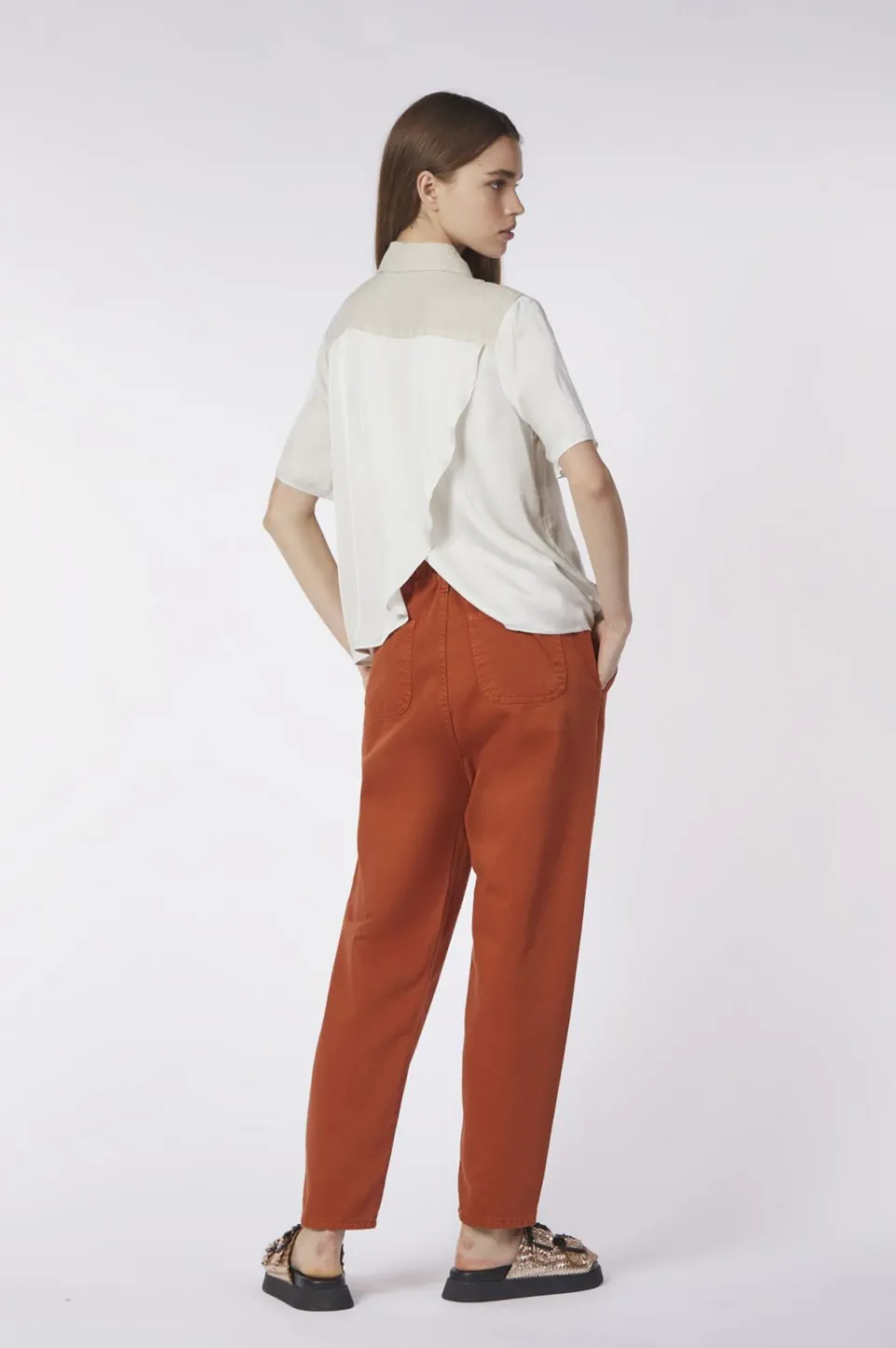 Flash Sale CafèNoir Camicia A Maniche Corte In Lino E Viscosa Avorio