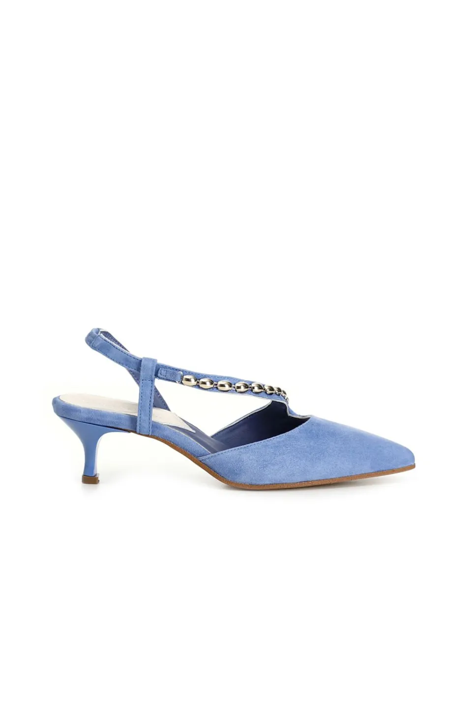 Online CafèNoir Dècollète In Suede Con Cinturino Asimmetrico E Catena Decorativa Jeans