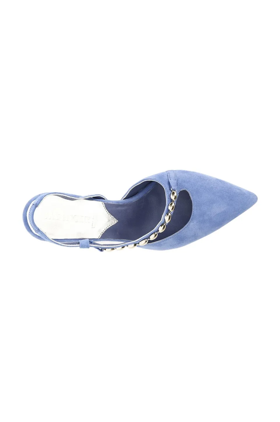 Online CafèNoir Dècollète In Suede Con Cinturino Asimmetrico E Catena Decorativa Jeans