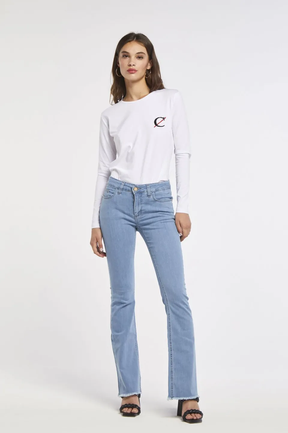 Discount CafèNoir Jeans Anna Modello Flare Sky