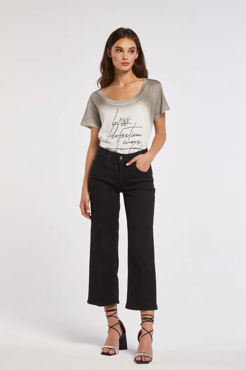 Hot CafèNoir Jeans Culotte Greta In Tela Denim Superstretch Nero