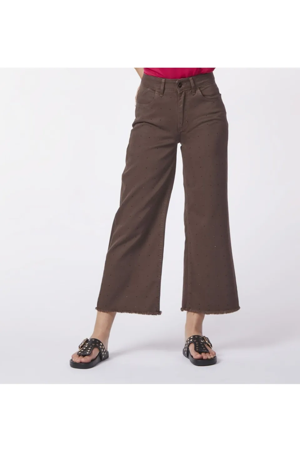 Fashion CafèNoir Jeans Culotte In Bull Denim Tinto Capo Espresso