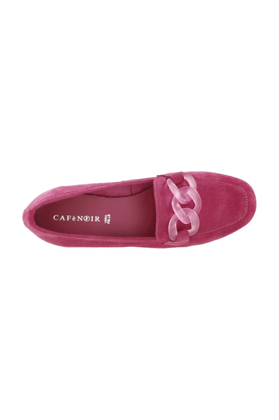 Store CafèNoir Mocassini In Suede Monocolore Con Catena Decorativa Trasparente Fuxia
