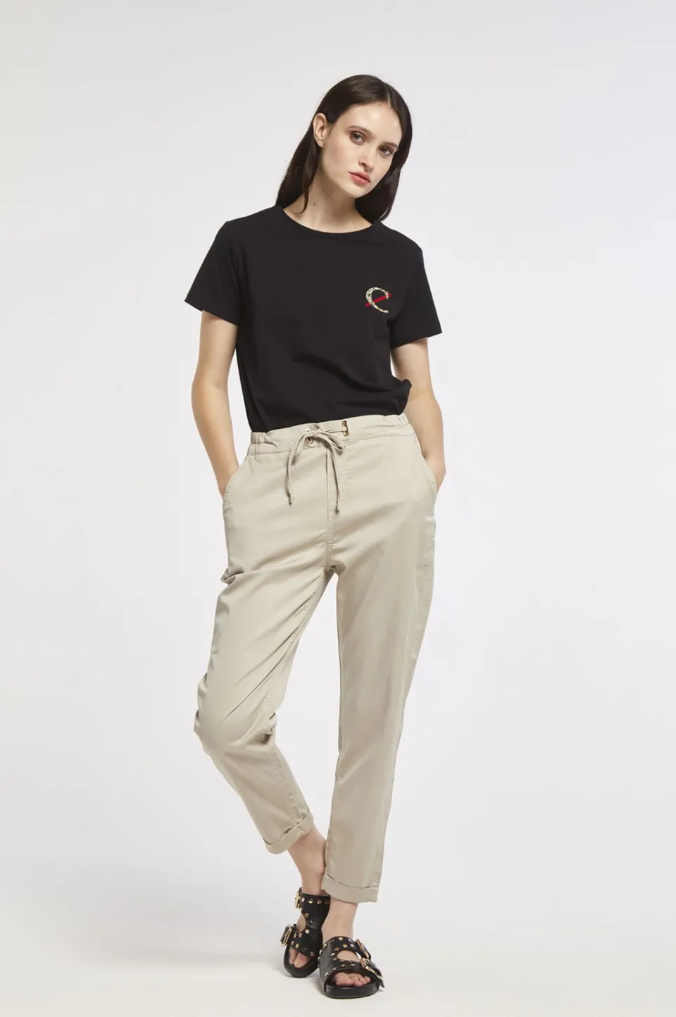 Outlet CafèNoir Pantalini Chino In Tencel Gesso