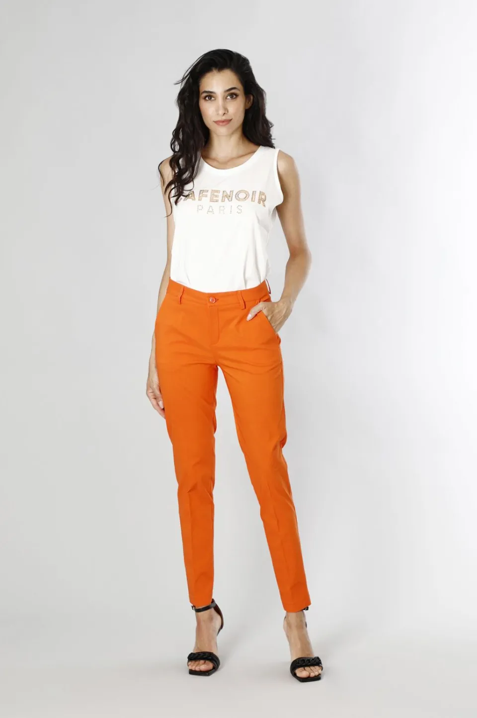 New CafèNoir Pantaloni Chino In Tessuto Superstretch Arancio