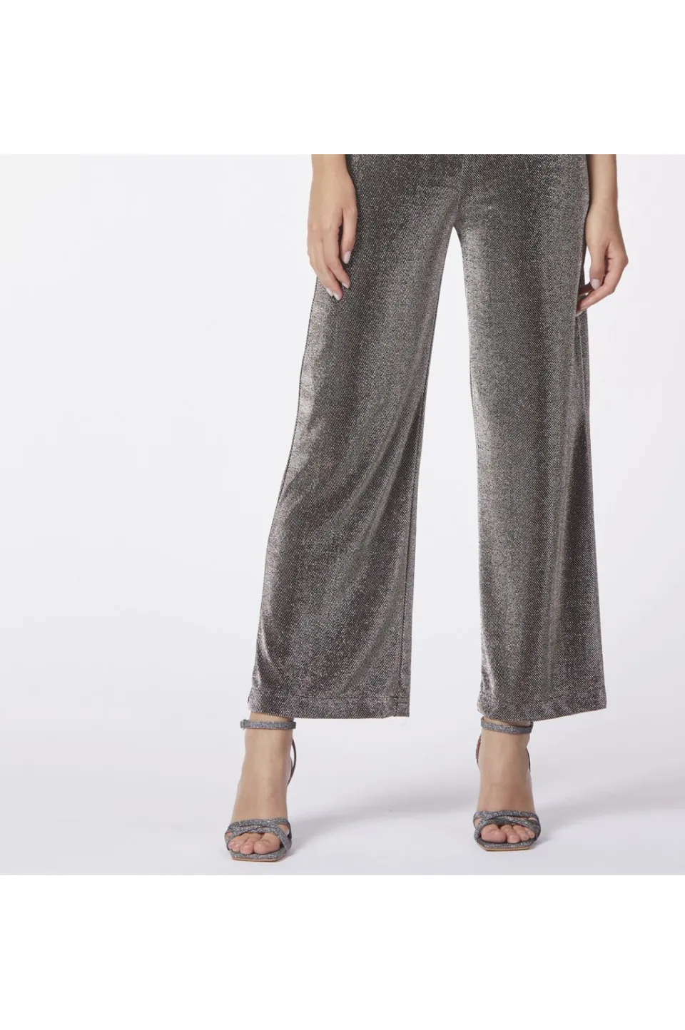 Discount CafèNoir Pantaloni Culotte Tessuto Lurex Piombo