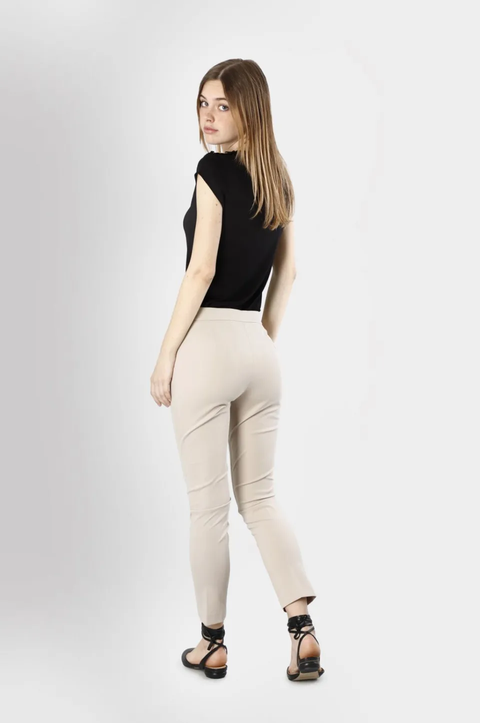 Online CafèNoir Pantaloni Sigaretta In Tessuto Elasticizzato Gesso