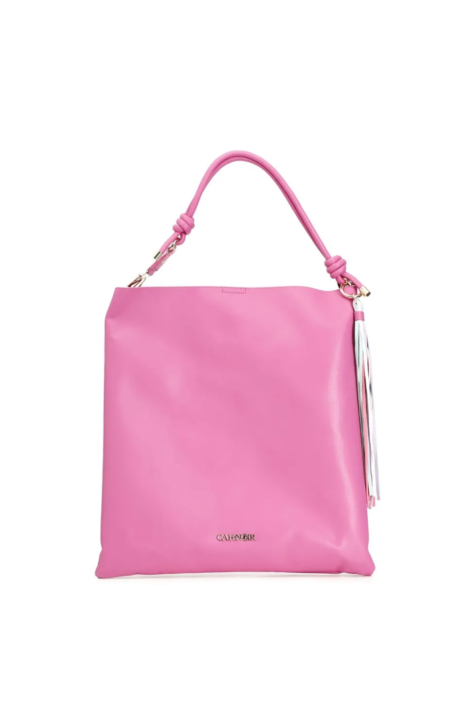Clearance CafèNoir Sacca Morbida Sfoderata Con Manico Annodato E Pendente Colorato Fuxia