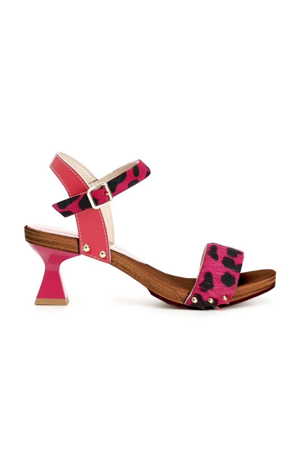 Flash Sale CafèNoir Sandali Con Fascia In Cavallino Maculato E Tacco A Clessidra Fuxia