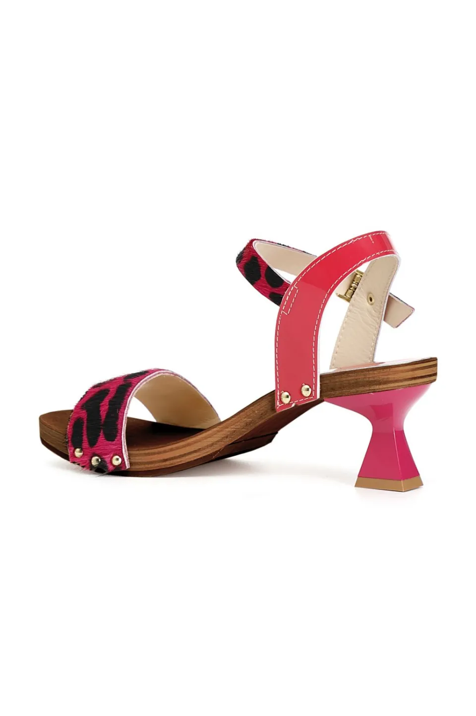 Flash Sale CafèNoir Sandali Con Fascia In Cavallino Maculato E Tacco A Clessidra Fuxia