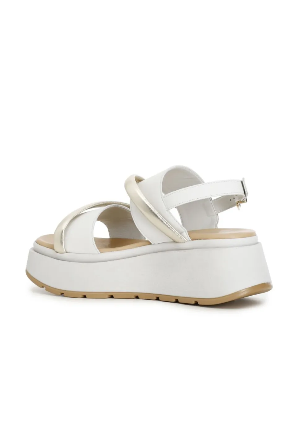 Best Sale CafèNoir Sandali In Pelle Con Zeppa Bicolore Bianco/Maculato