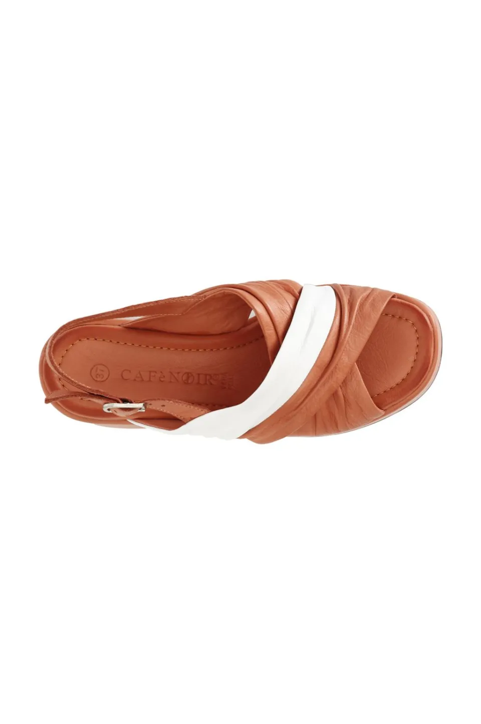 New CafèNoir Sandali Incrocio Bicolor In Pelle Arancio/Bianco