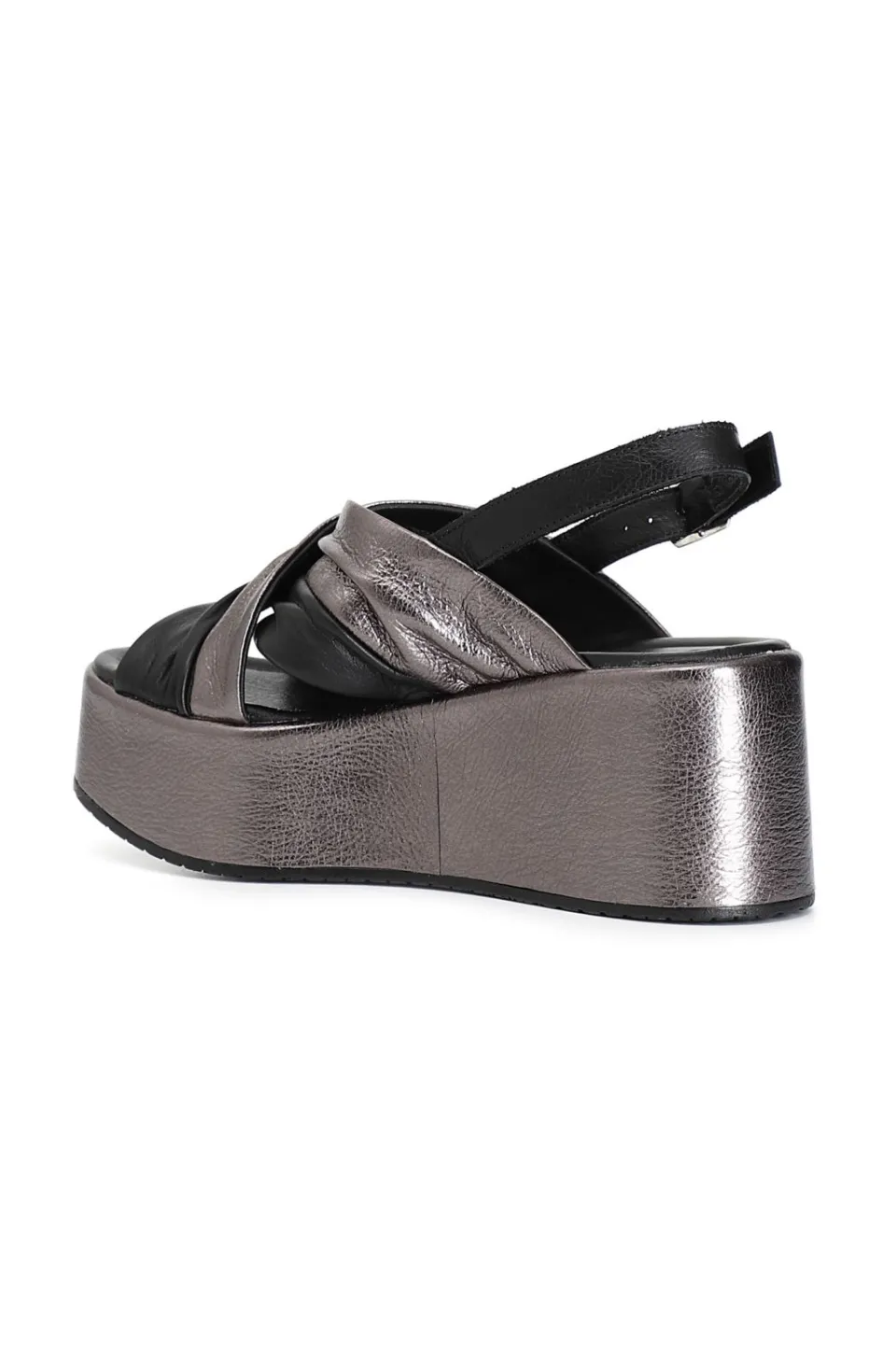 Store CafèNoir Sandali Incrocio Bicolor In Pelle Nero/Antracite