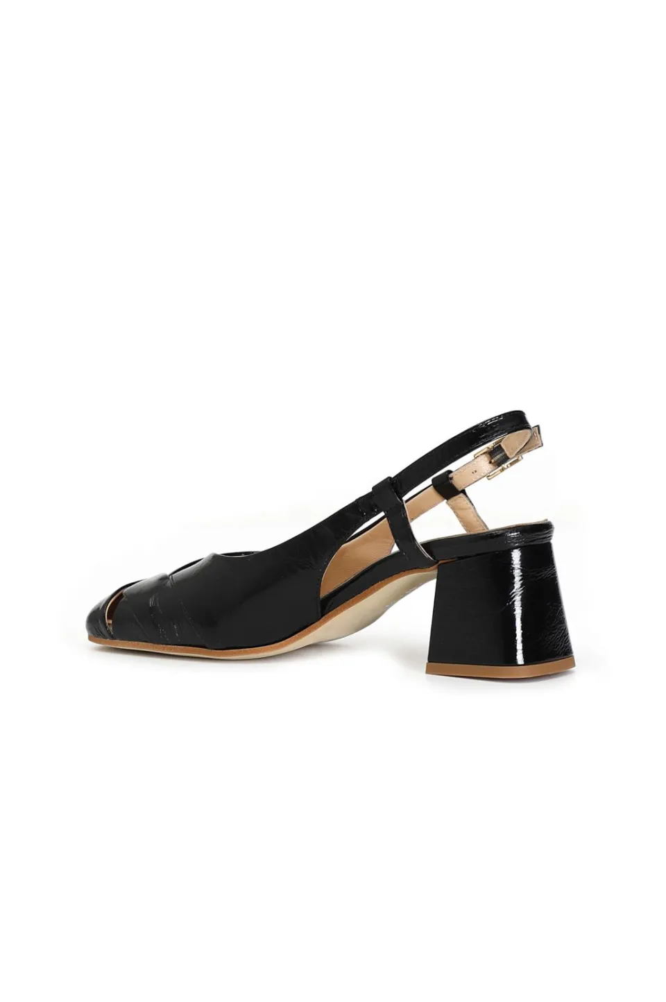 Best Sale CafèNoir Scarpe Aperte Dietro In Pelle Di Vernice Con Tomaia Intrecciata Nero