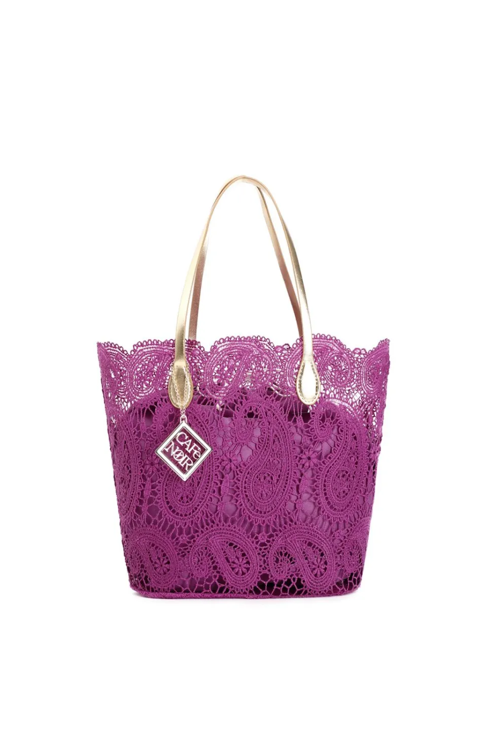 Store CafèNoir Shopping Bag In Pizzo Con Sacchetto Interno In Tono Fuxia