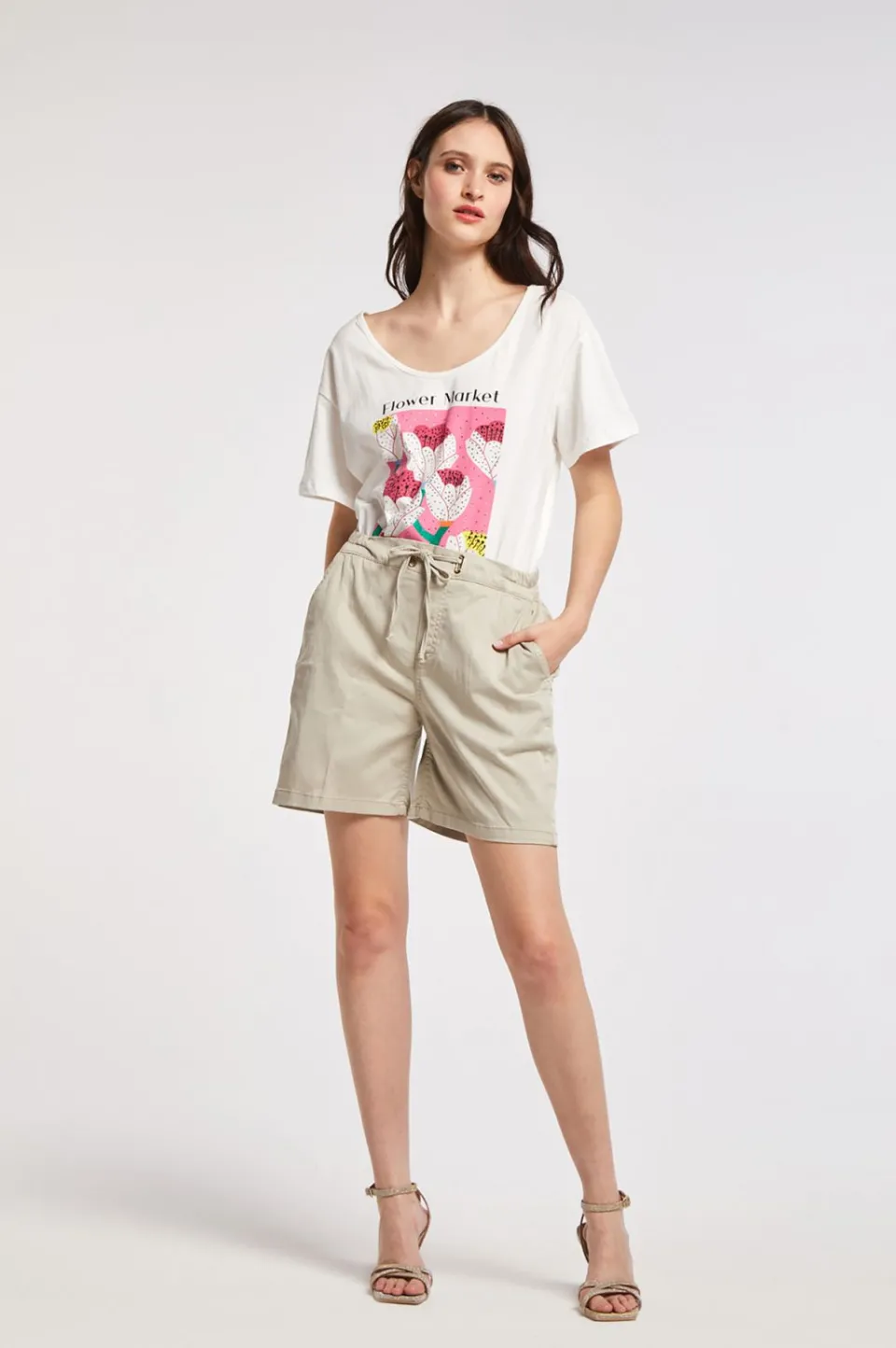 Discount CafèNoir Shorts In Tencel Gesso