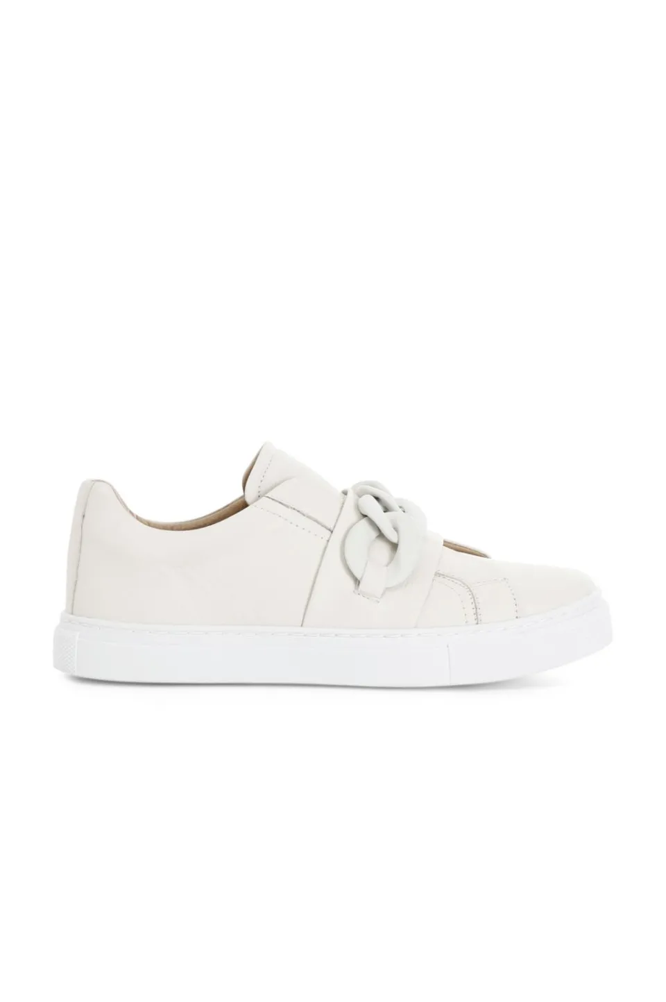 Shop CafèNoir Slip On In Pelle Con Catena Crema