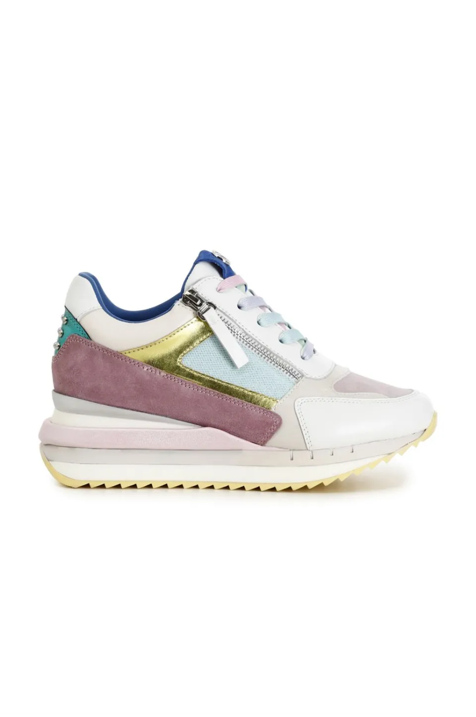 Best Sale CafèNoir Sneakers Allacciate Con Zip Laterale Su Zeppa Bicolor Multicolor