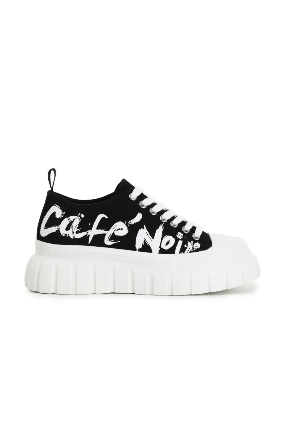 Cheap CafèNoir Sneakers Allacciate In Tessuto Con Stampa Logo Laterale Nero