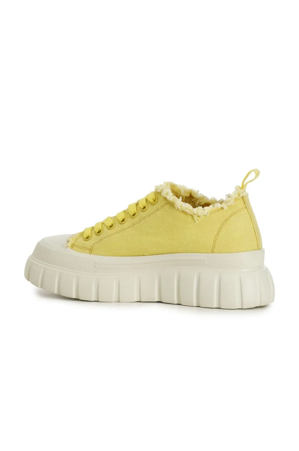 Cheap CafèNoir Sneakers Allacciate In Tessuto Sfrangiato Giallo