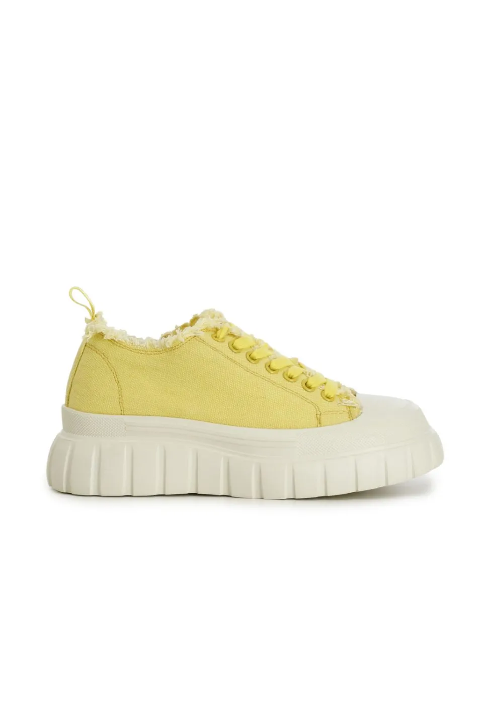 Cheap CafèNoir Sneakers Allacciate In Tessuto Sfrangiato Giallo