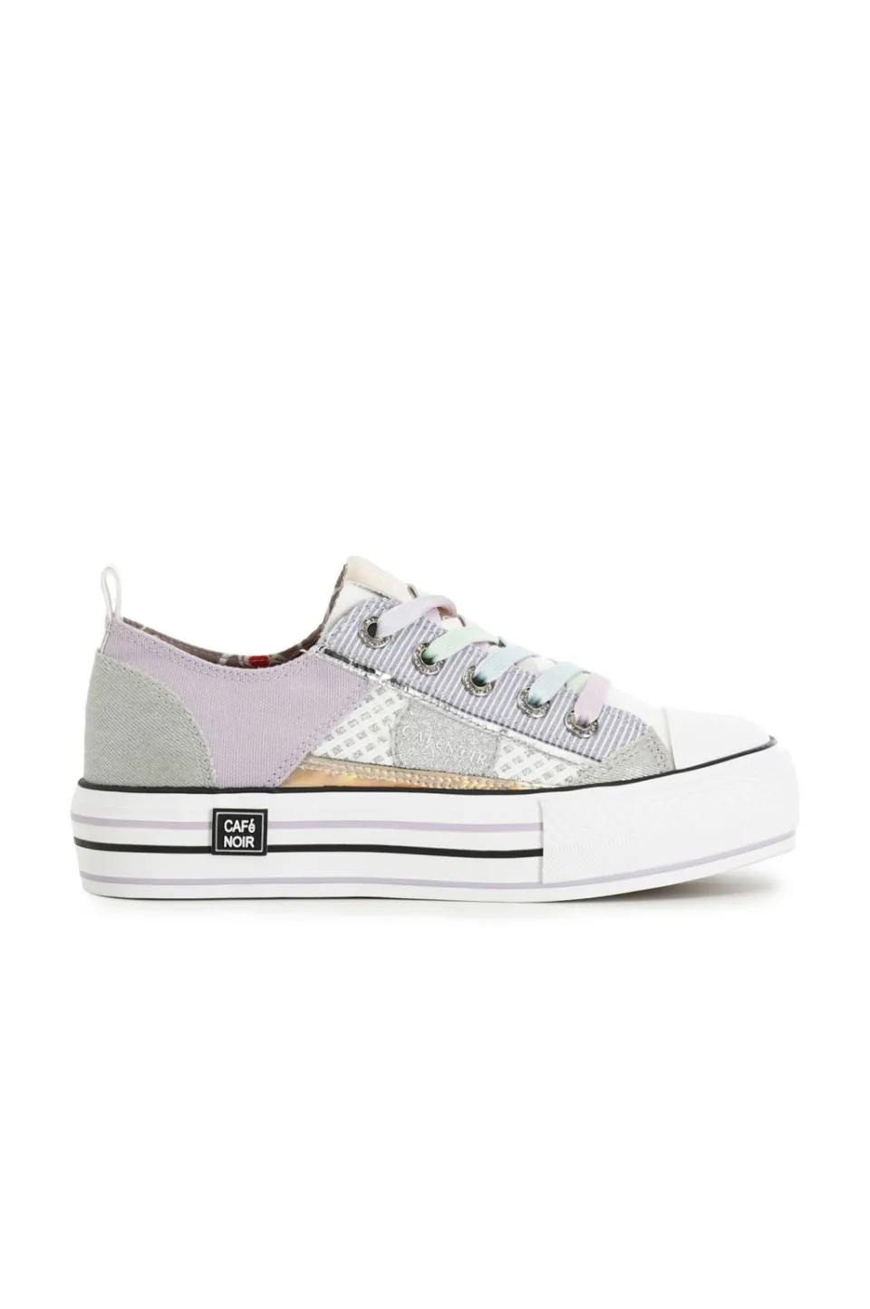 Shop CafèNoir Sneakers Basse Effetto Patchwork In Tessuto Multi Glicine