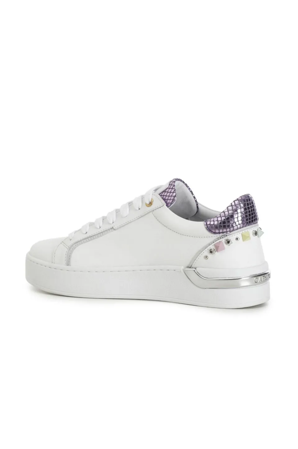Best Sale CafèNoir Sneakers Basse In Pelle Con Inserti 3D Colorati Bianco
