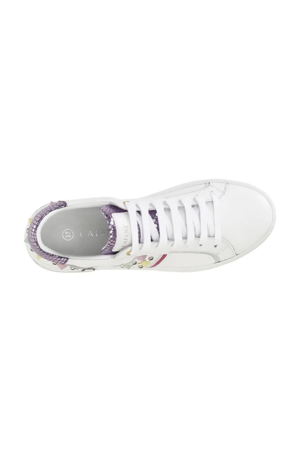 Best Sale CafèNoir Sneakers Basse In Pelle Con Inserti 3D Colorati Bianco
