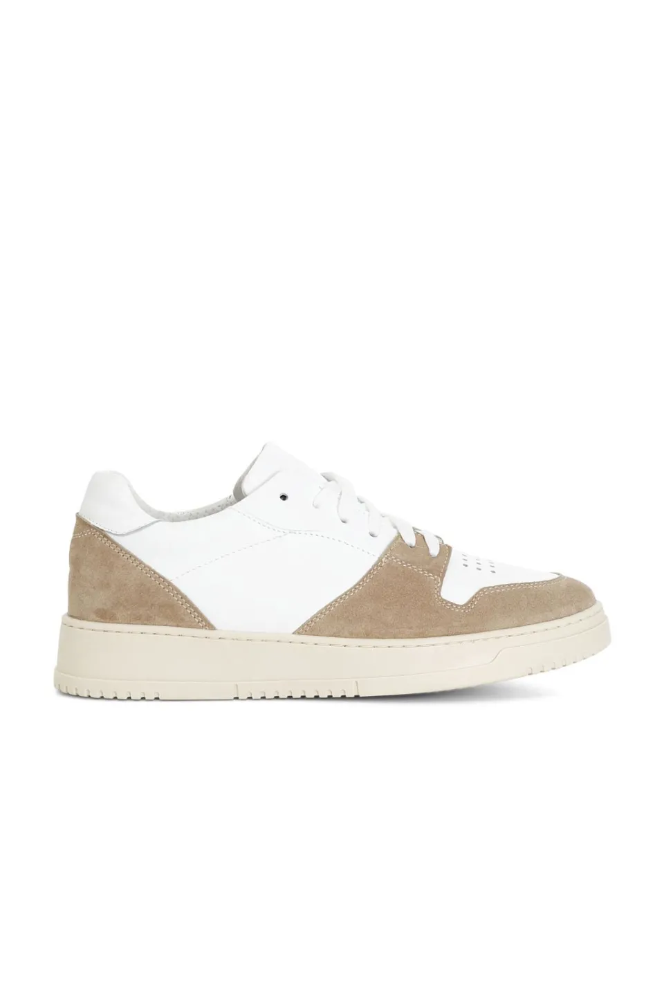 Shop CafèNoir Sneakers In Pelle E Pelle Scamosciata Bianco/Sabbia