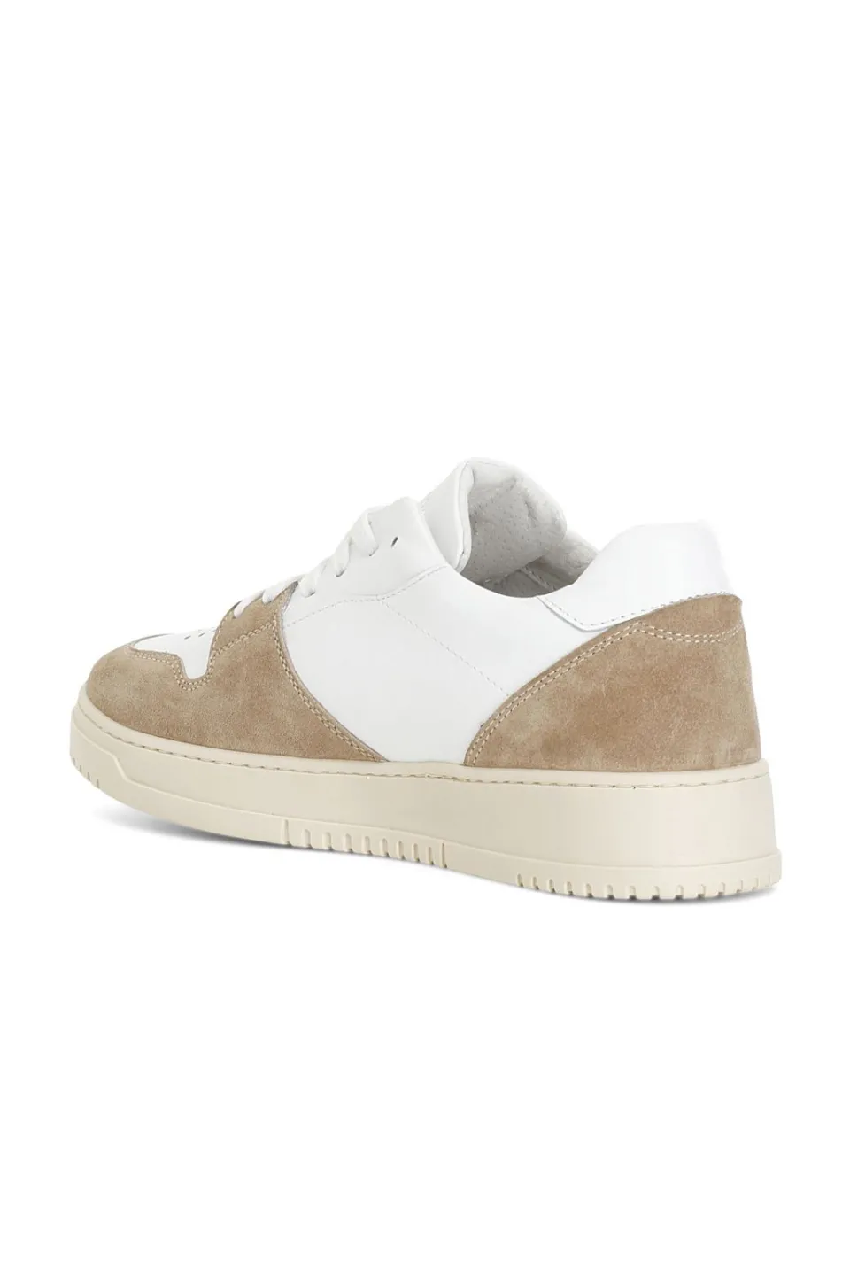 Shop CafèNoir Sneakers In Pelle E Pelle Scamosciata Bianco/Sabbia