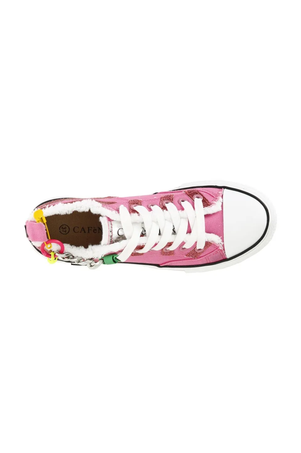 Online CafèNoir Sneakers In Tessuto Con Glitter E Catena Su Suola A Cassetta Fuxia