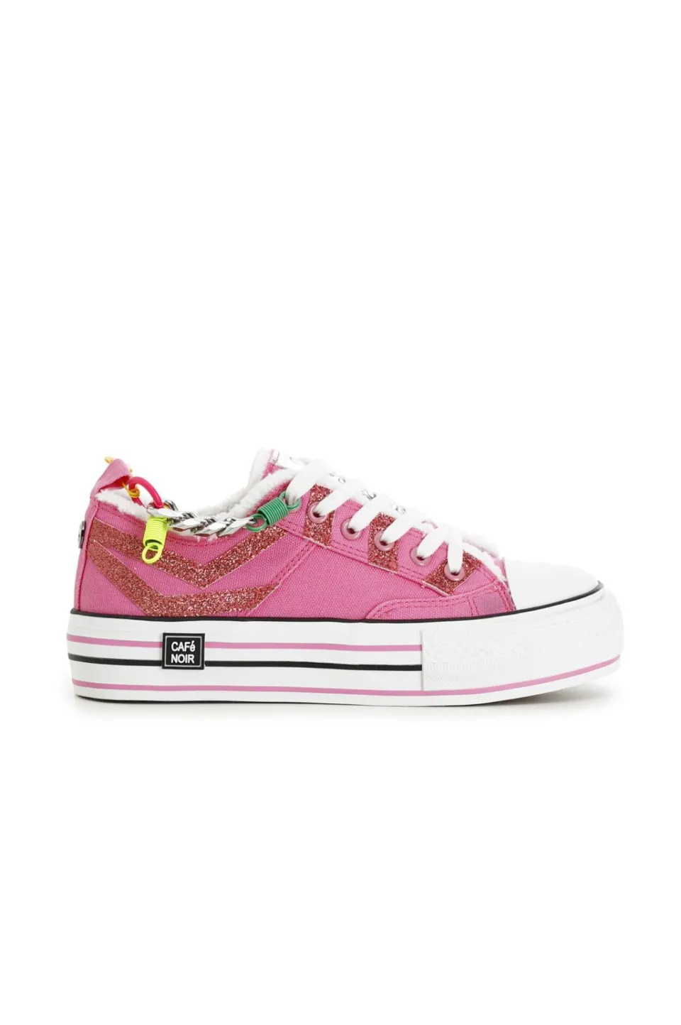 Online CafèNoir Sneakers In Tessuto Con Glitter E Catena Su Suola A Cassetta Fuxia