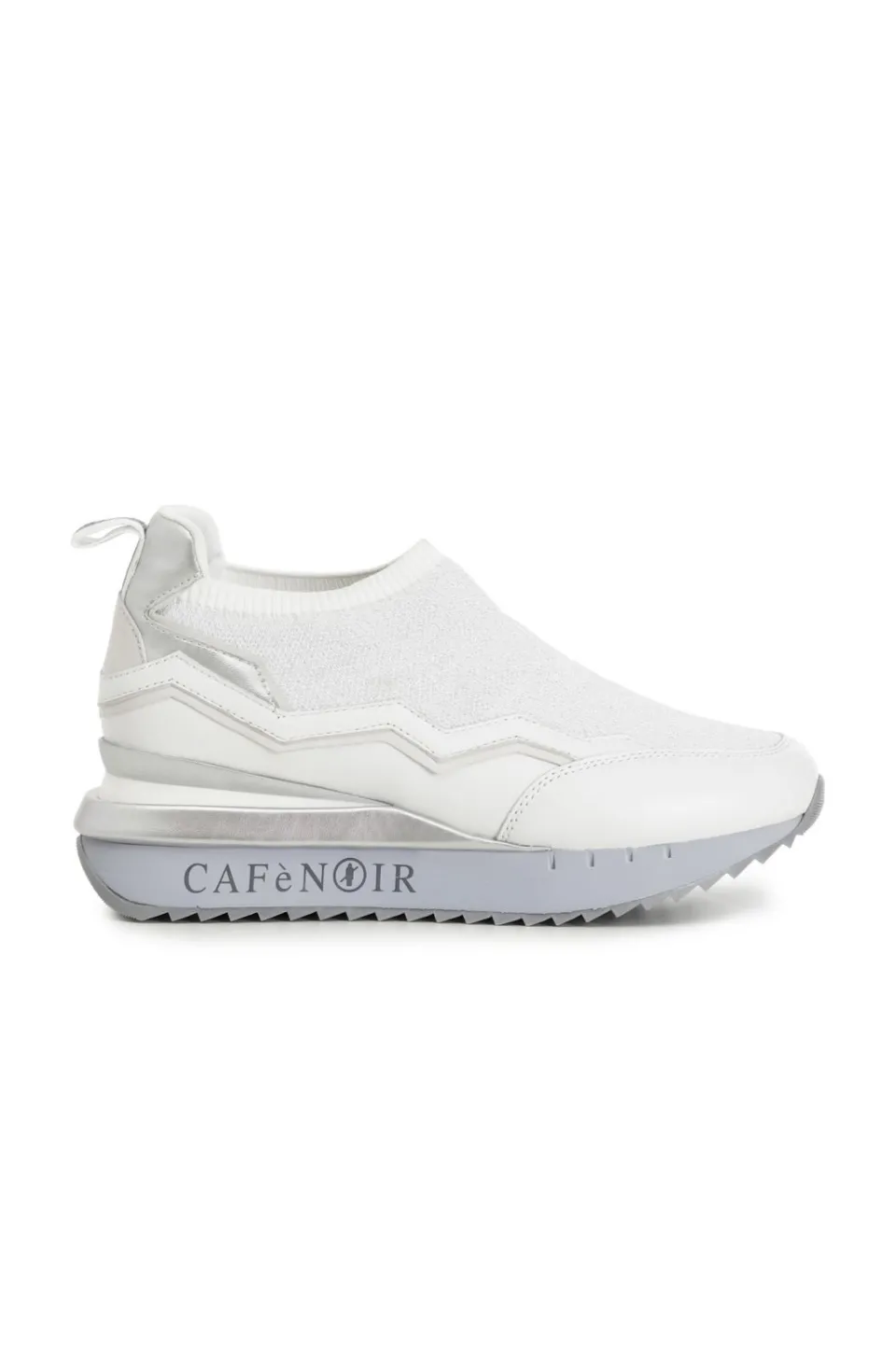 Store CafèNoir Sneakers Slip On In Tessuto Lurex E Pelle Bianco