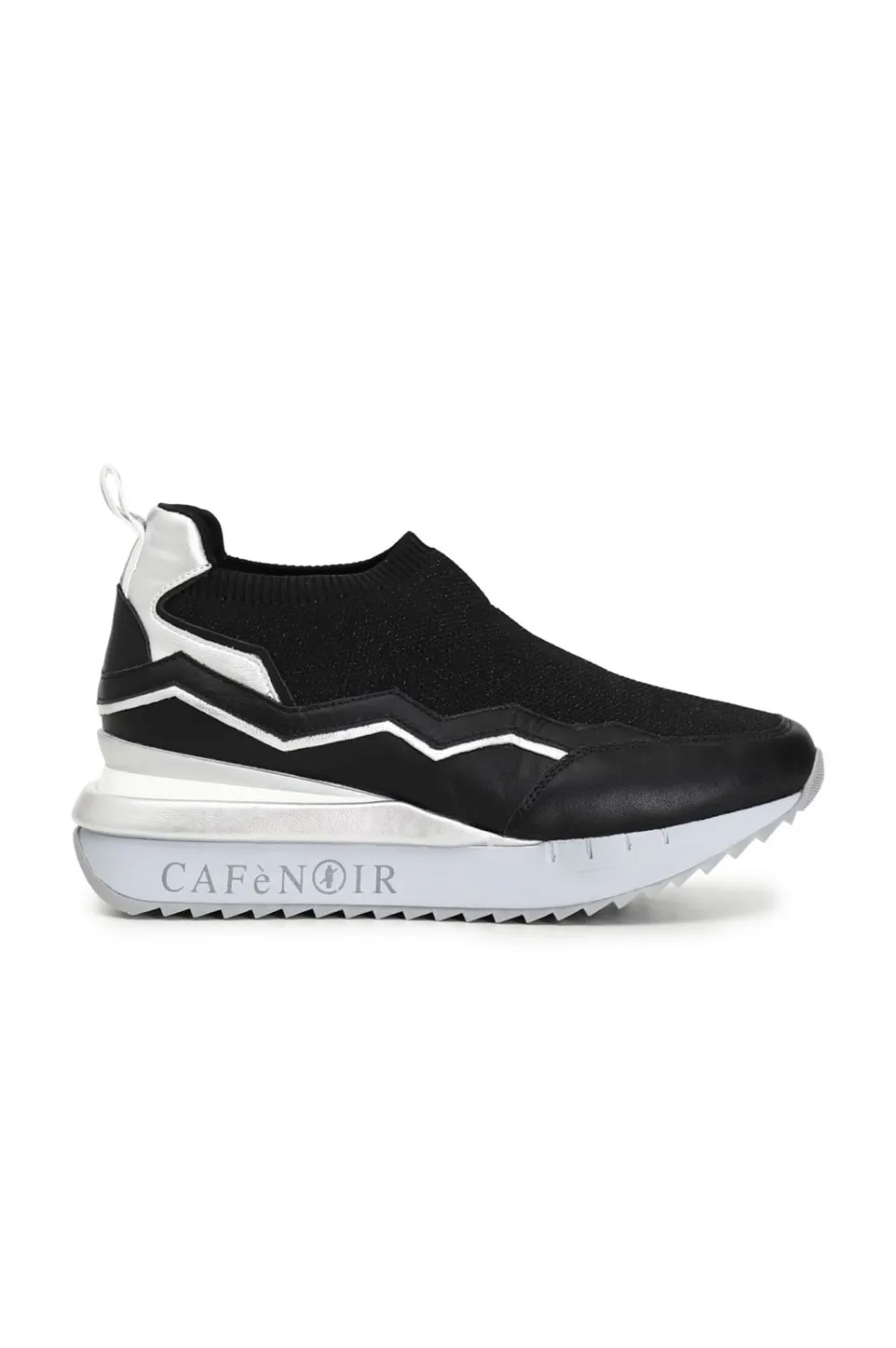 Cheap CafèNoir Sneakers Slip On In Tessuto Lurex E Pelle Nero