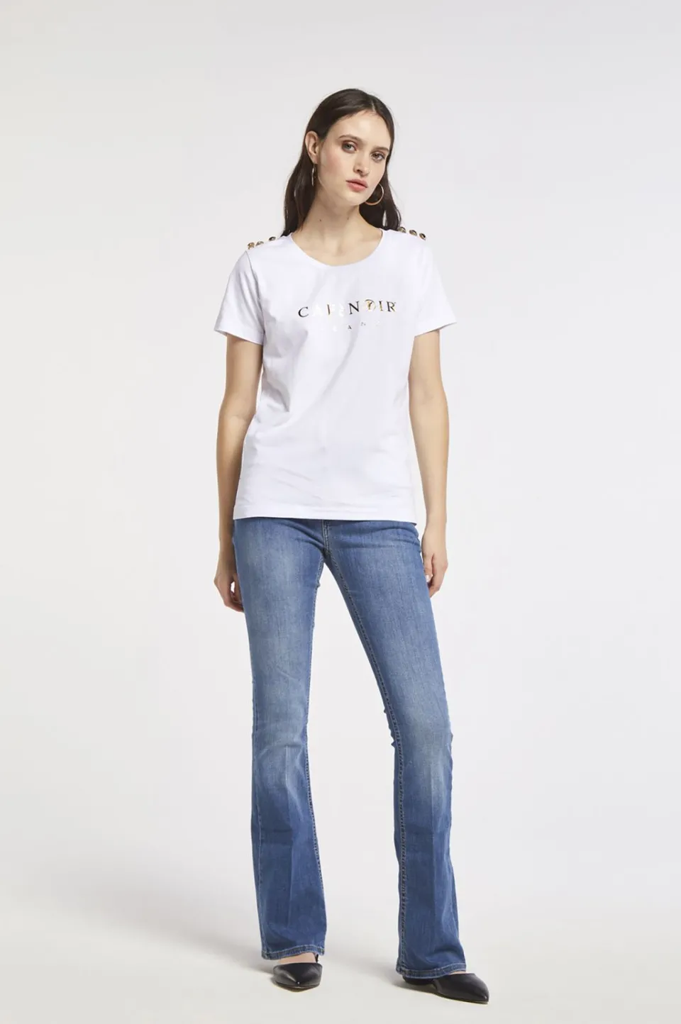 Best Sale CafèNoir T-Shirt In Cotone Elasticizzato Con Stampa Logo Bianco