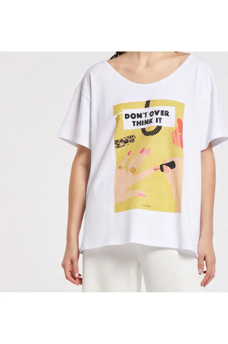 Best Sale CafèNoir T-Shirt In Jersey Di Cotone Con Stampa Davanti Che Riproduce Una Manicure Bianco