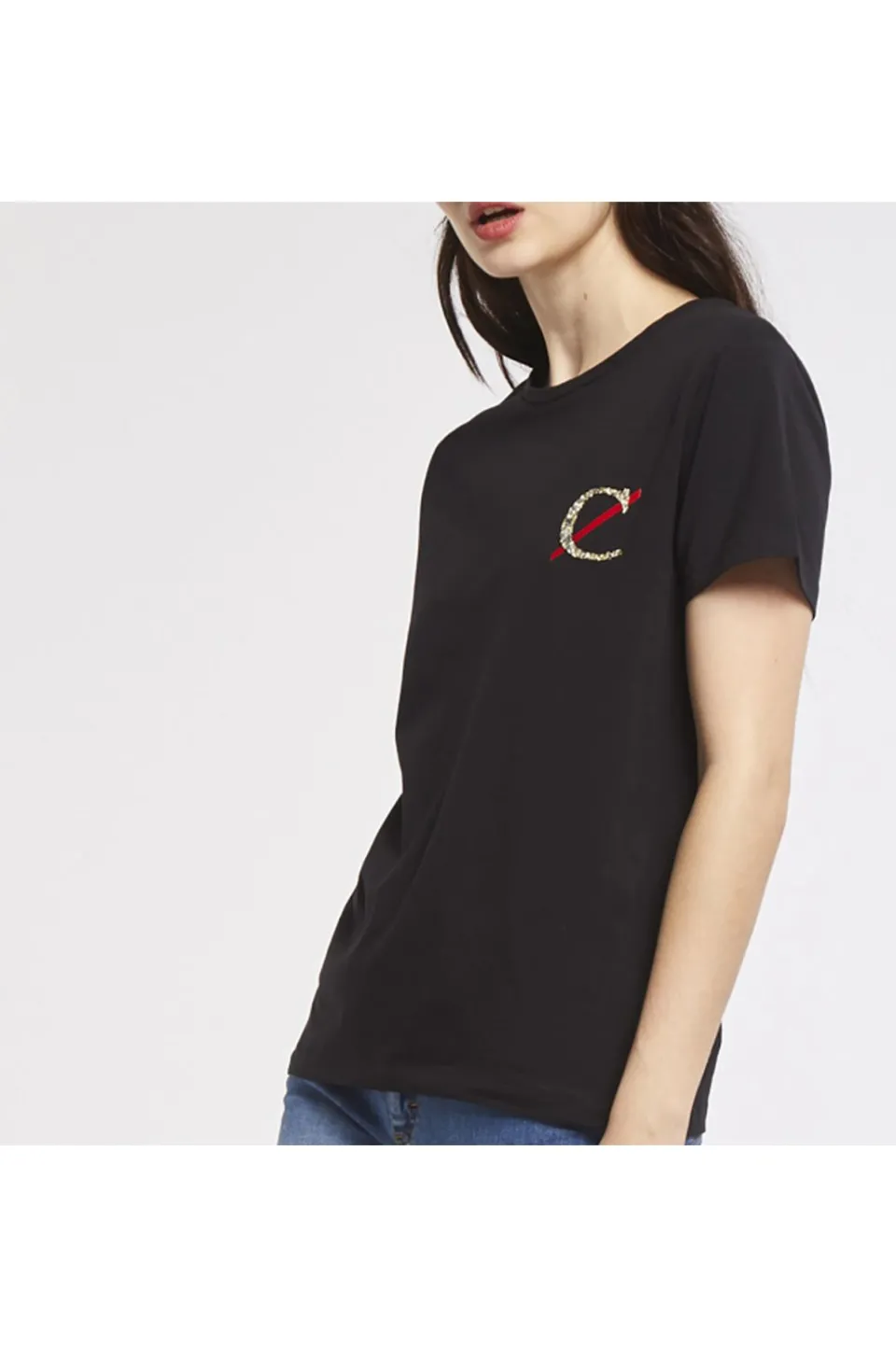 Store CafèNoir T-Shirt In Jersey Di Cotone Elasticizzato Con Logo Nero