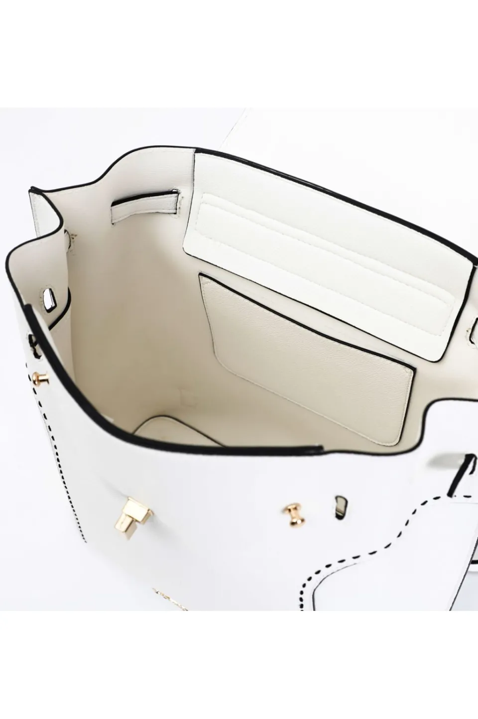 Shop CafèNoir Zaino Sfoderato Con Impuntura Decorativa A Contrasto Bianco